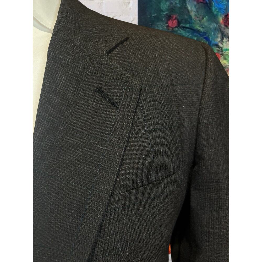 Vtg Hart Marx x Barrister 44L Brown Gray Tonal Ghost Glen Plaid Blazer Jacket - Picture 5 of 15
